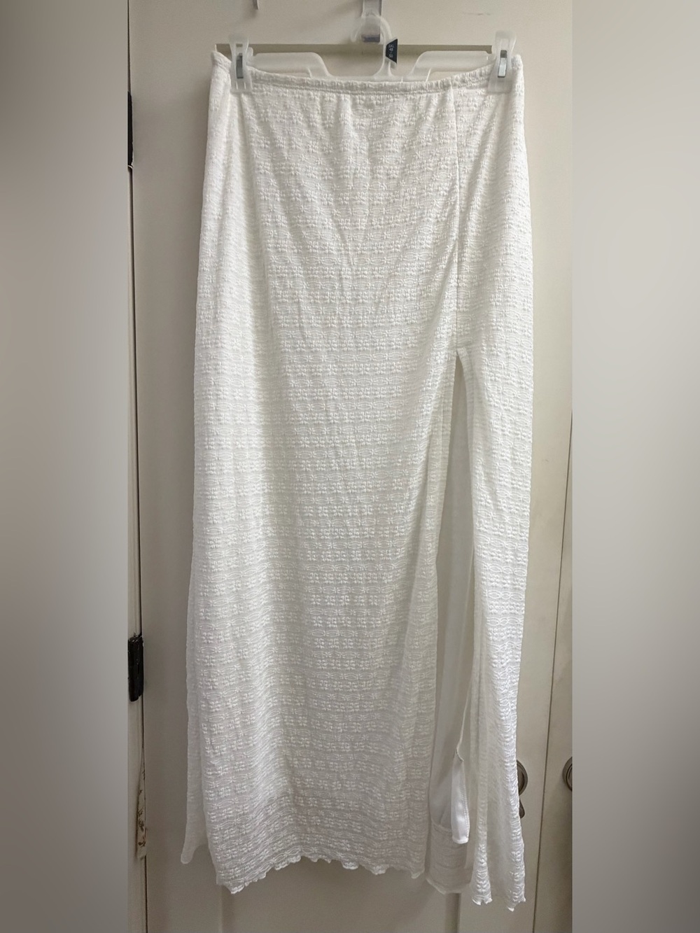 Altar'd State White Textured Maxi Skirt with Side Slit